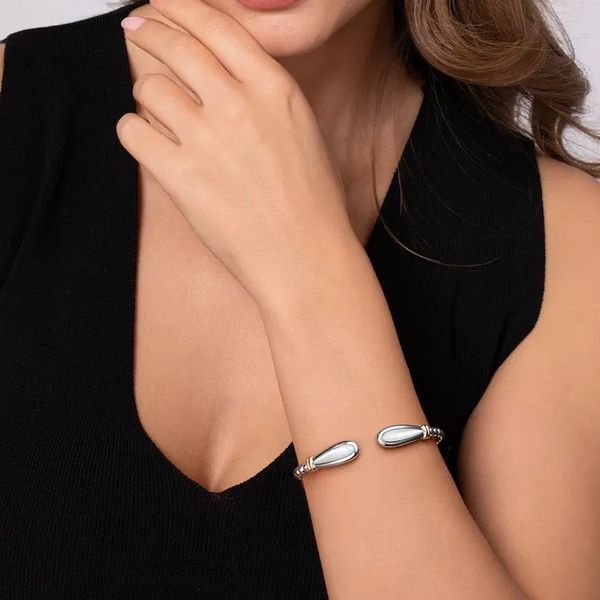 Sterling Silver & 14K Yellow Gold Bujukan Cuff Bracelet with Mother-of-Pearl Image 4 Moore Jewelers Laredo, TX