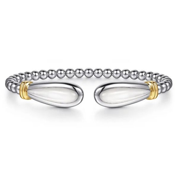 Sterling Silver & 14K Yellow Gold Bujukan Cuff Bracelet with Mother-of-Pearl Moore Jewelers Laredo, TX