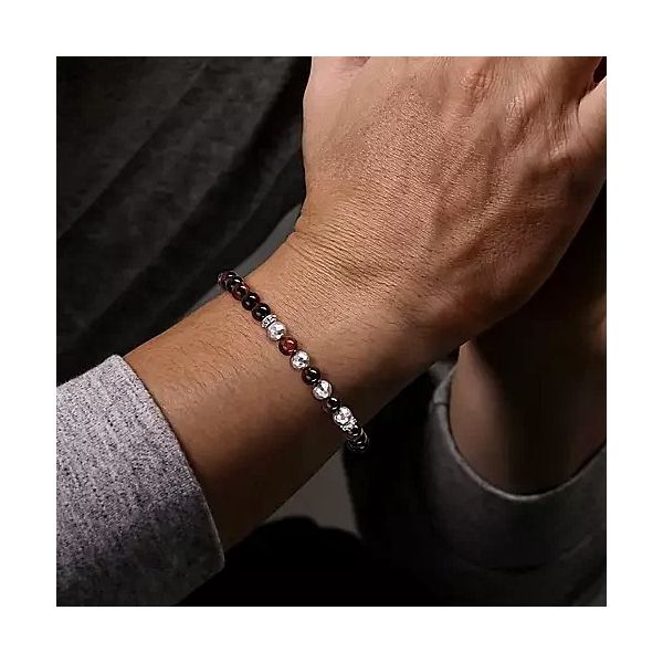 Tiger Eye Silver Beaded Bracelet Image 3 Moore Jewelers Laredo, TX