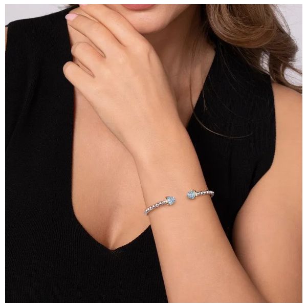 Sterling Silver & 14K Yellow Gold Blue Topaz Accent Bujukan Cuff Bracelet Image 4 Moore Jewelers Laredo, TX
