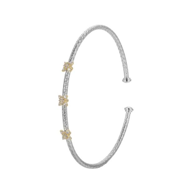 Sterling Silver Cuff Flower Station Bracelet Moore Jewelers Laredo, TX