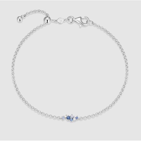 Sterling Silver Lab-Created Sapphire & Diamond Bolo Bracelet Moore Jewelers Laredo, TX