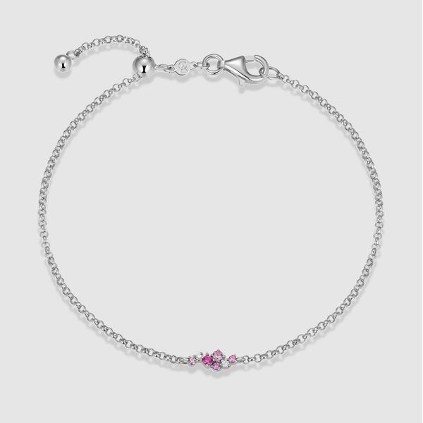 Silver Ombre Lab-Created Ruby & Diamond Bolo Bracelet Image 2 Moore Jewelers Laredo, TX