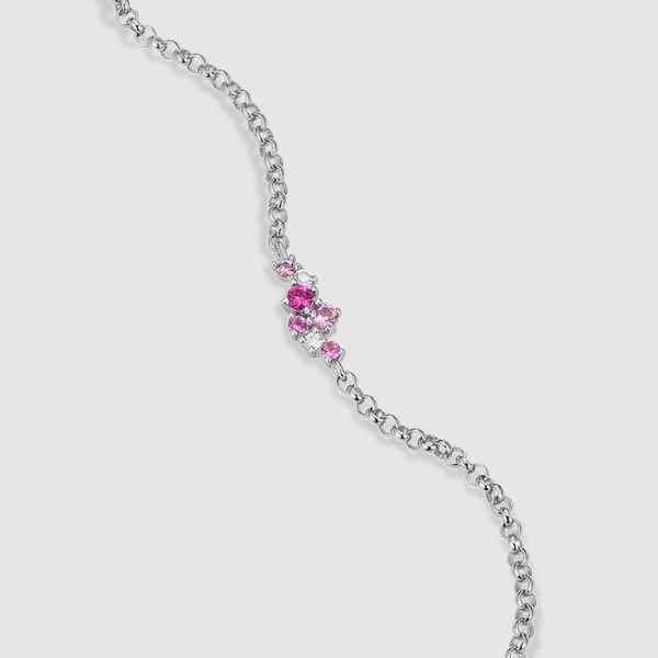 Silver Ombre Lab-Created Ruby & Diamond Bolo Bracelet Moore Jewelers Laredo, TX