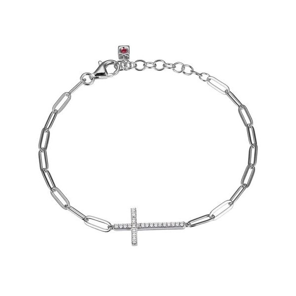 Sterling Silver Cross Paper Clip Bracelet Moore Jewelers Laredo, TX