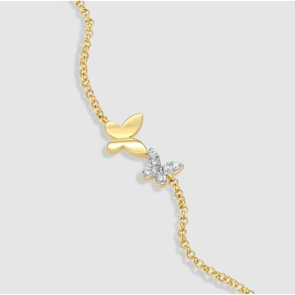 Sterling Silver 14K Gold Plated Butterfly Lab-Created Diamond Bolo Bracelet Moore Jewelers Laredo, TX