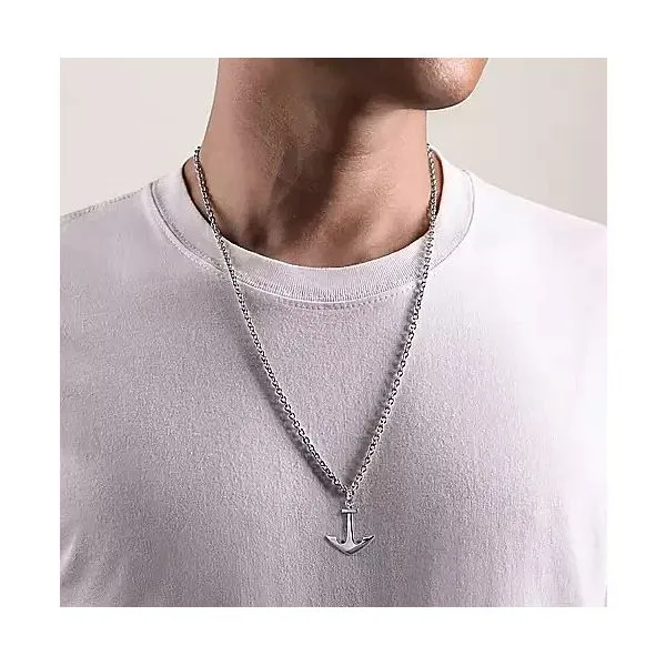 Sterling Silver Anchor Pendant Image 3 Moore Jewelers Laredo, TX