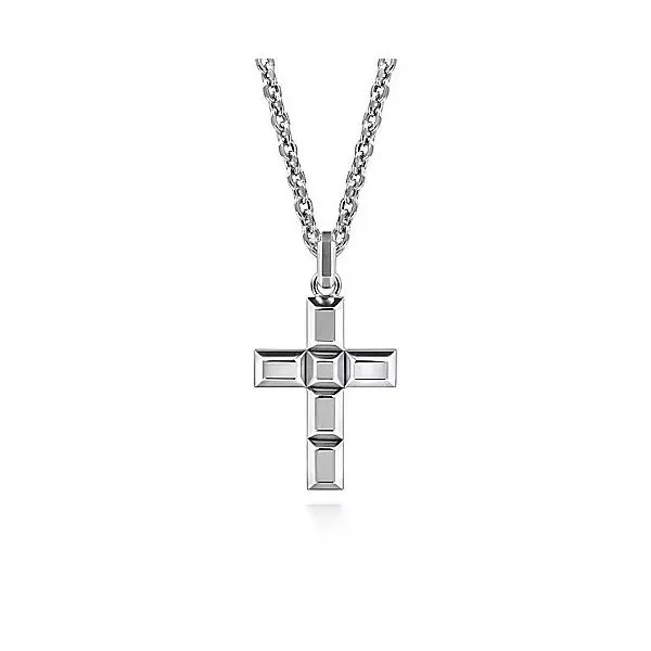 Sterling Silver Geometric Cross Pendant Image 2 Moore Jewelers Laredo, TX