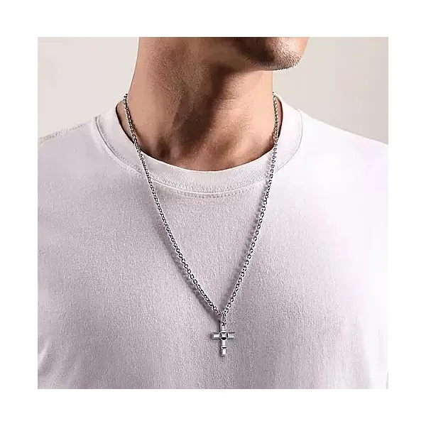 Sterling Silver Geometric Cross Pendant Image 3 Moore Jewelers Laredo, TX