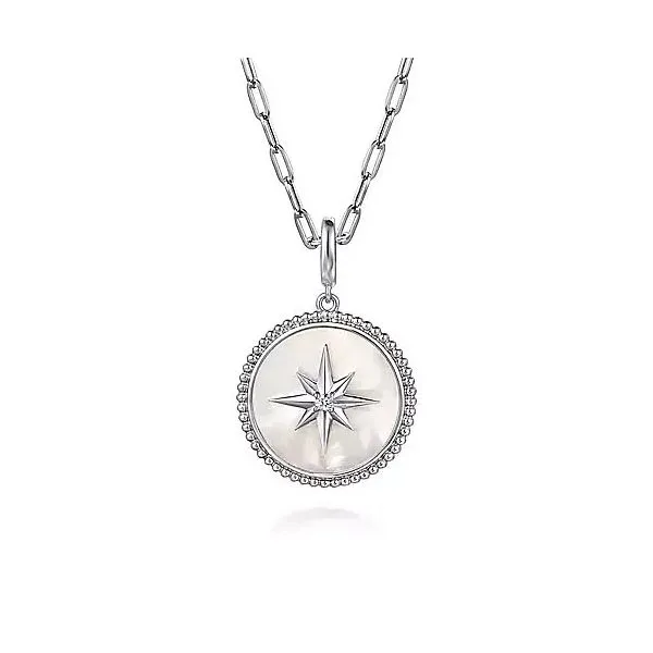 Sterling Silver Mother Of Pearl Medallion Pendant Image 2 Moore Jewelers Laredo, TX