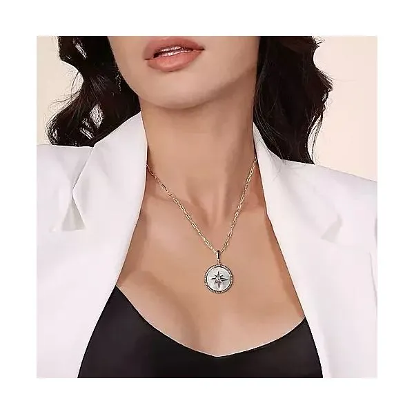 Sterling Silver Mother Of Pearl Medallion Pendant Image 3 Moore Jewelers Laredo, TX
