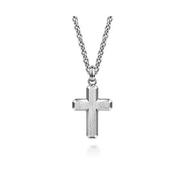 Sterling Silver Brushed Cross Pendant Image 2 Moore Jewelers Laredo, TX