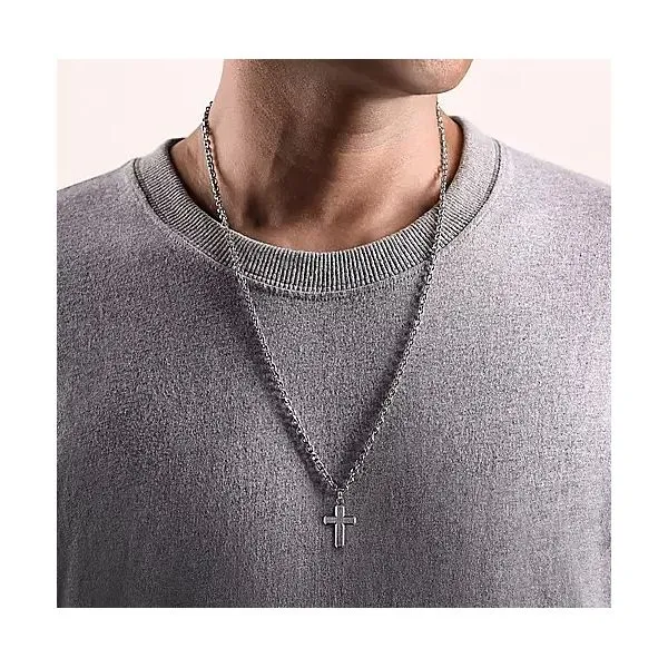 Sterling Silver Brushed Cross Pendant Image 3 Moore Jewelers Laredo, TX