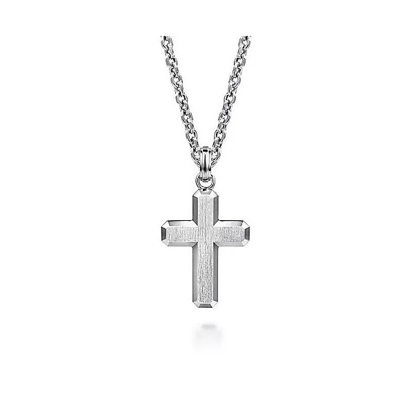 Sterling Silver Brushed Cross Pendant Image 2 Moore Jewelers Laredo, TX