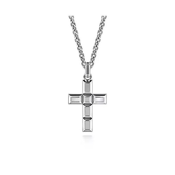 Sterling Silver Geometric Cross Pendant Image 2 Moore Jewelers Laredo, TX