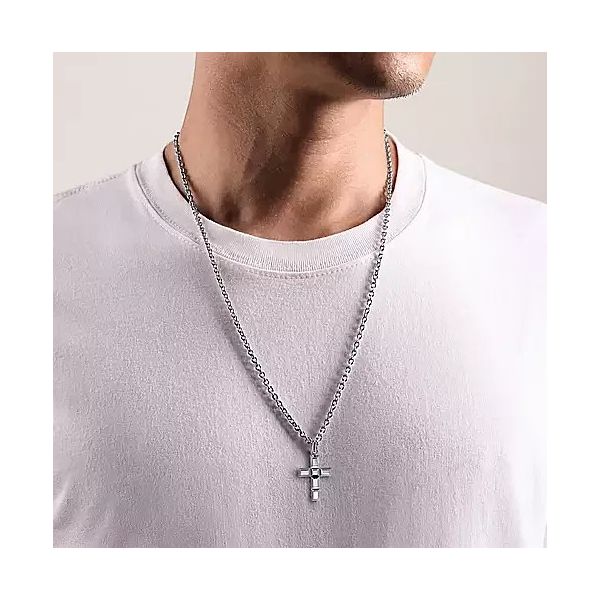 Sterling Silver Geometric Cross Pendant Image 3 Moore Jewelers Laredo, TX