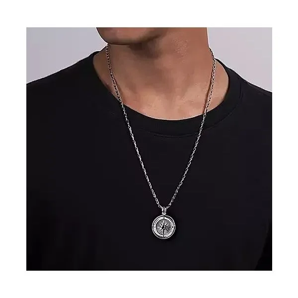 Sterling Silver Compass Pendant Image 3 Moore Jewelers Laredo, TX