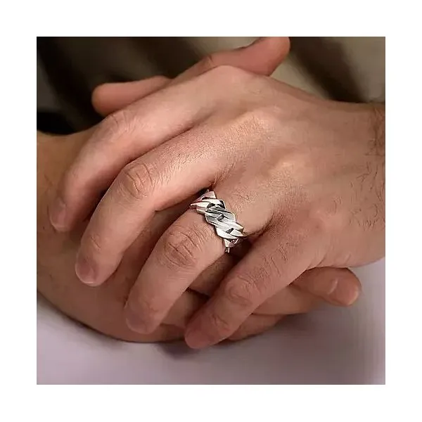 Sterling Silver Chain Link Band Image 3 Moore Jewelers Laredo, TX