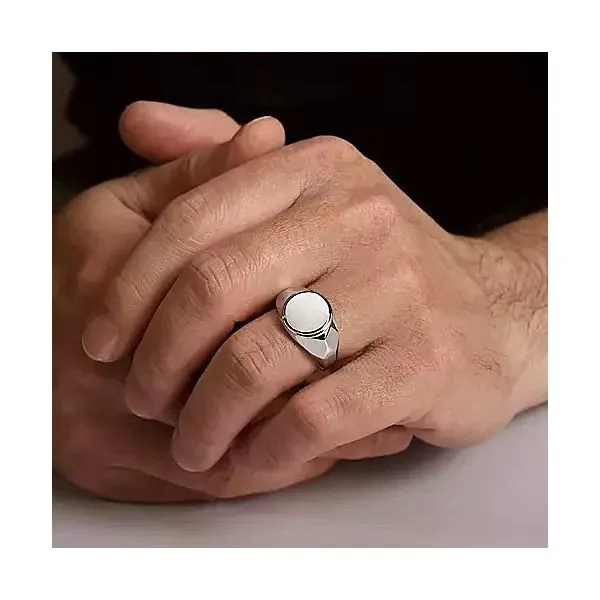 Sterling Silver Round Signet Ring Image 3 Moore Jewelers Laredo, TX