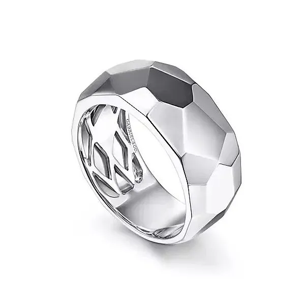 Sterling Silver Faceted Band Image 2 Moore Jewelers Laredo, TX