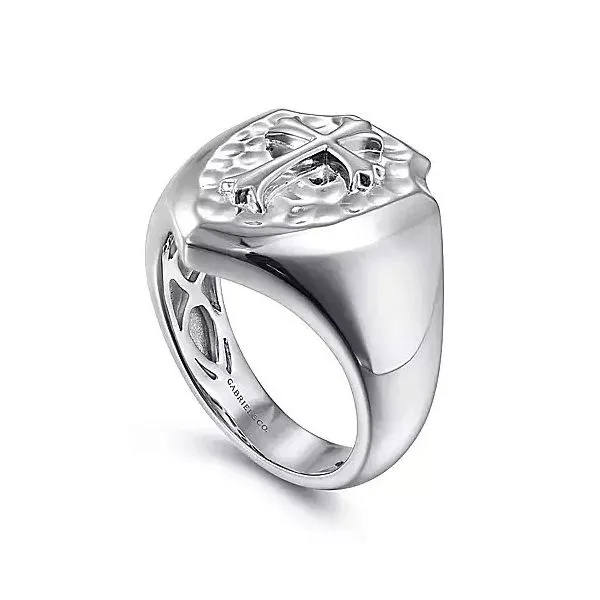 Sterling Silver Cross Signet Wide Ring Image 3 Moore Jewelers Laredo, TX
