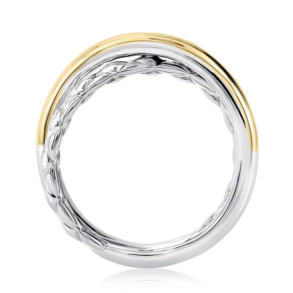 Two Tone Sterling Silver & 14K Yellow Gold Crossover Quilted Ring Image 2 Moore Jewelers Laredo, TX