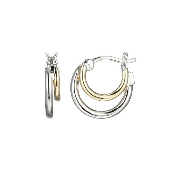 Two Tone Sterling Silver Double Hoop Earrings Moore Jewelers Laredo, TX