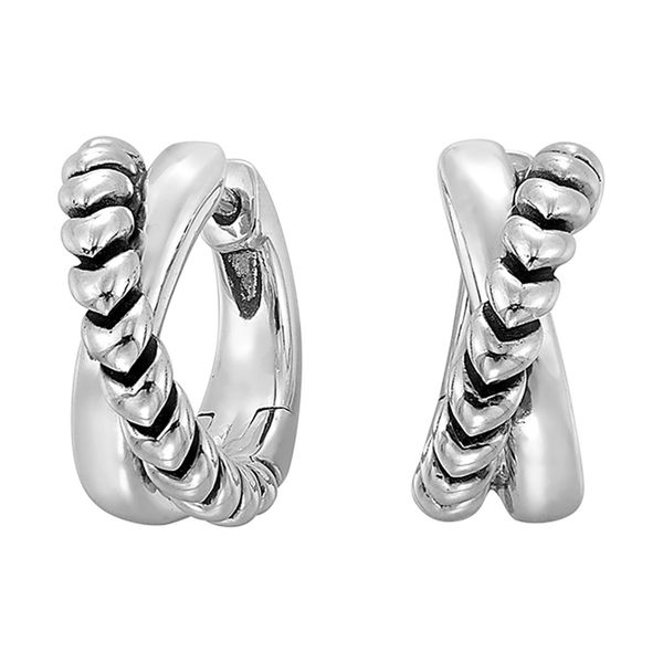 Sterling Silver Cross Over Huggie Earrings Moore Jewelers Laredo, TX