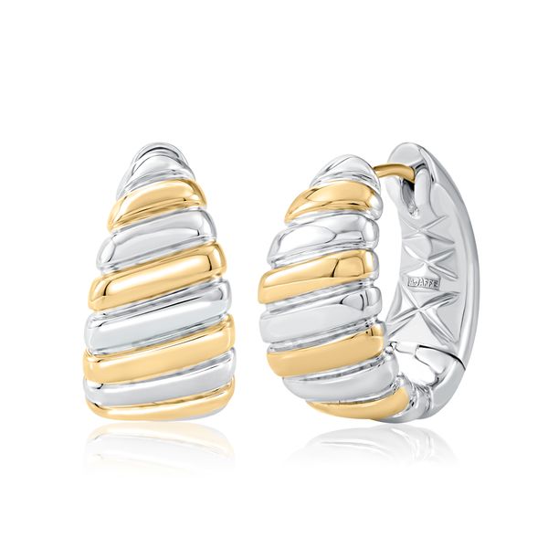 Two Tone Sterling Silver & 14K Yellow Gold Small Hoop Earrings Moore Jewelers Laredo, TX