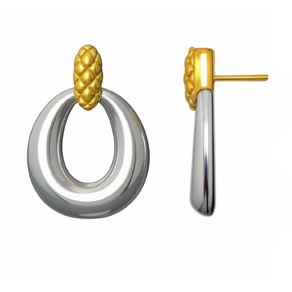 Sterling Silver & 14K Gold Drop Earrings Image 2 Moore Jewelers Laredo, TX