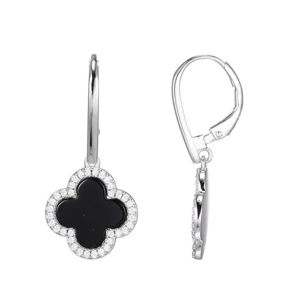Sterling Silver Drop Earrings with Clover Black Onyx Moore Jewelers Laredo, TX