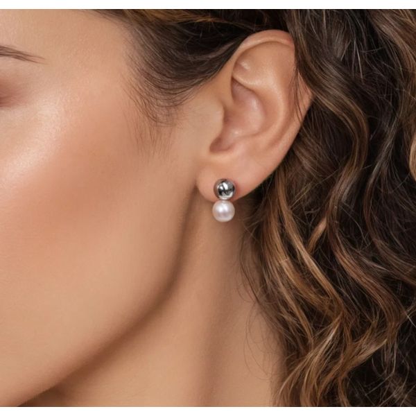 Sterling Silver Fresh Water Pearl Stud Earrings Image 2 Moore Jewelers Laredo, TX