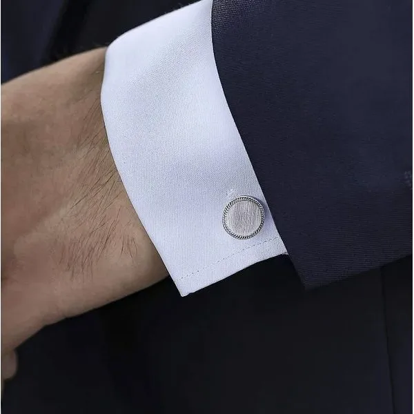 Sterling Silver Round Cufflinks Image 2 Moore Jewelers Laredo, TX