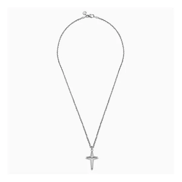 Sterling Silver Geometric Cross Pendant Image 3 Moore Jewelers Laredo, TX