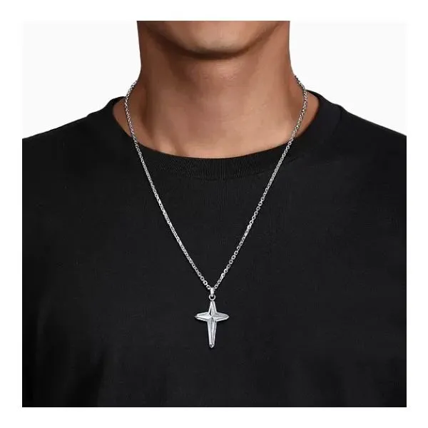 Sterling Silver Geometric Cross Pendant Image 4 Moore Jewelers Laredo, TX