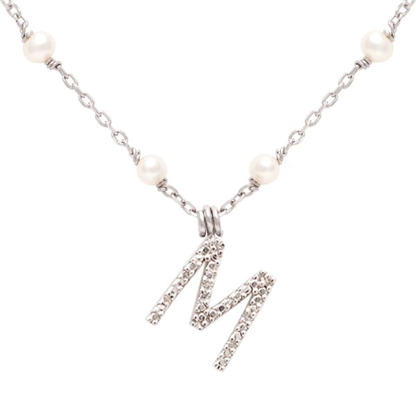 White Sterling Silver Necklace With Letter 