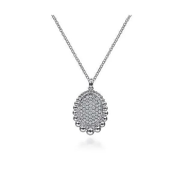 Sterling Silver White Bead Frame Pendant Necklace Moore Jewelers Laredo, TX