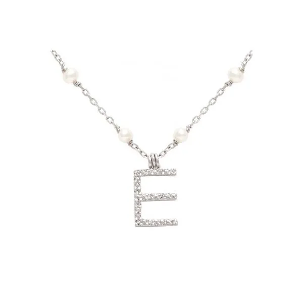 Lady's Sterling Silver Necklace on Pearl Chain with 
