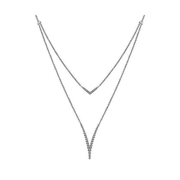 Sterling Silver Beaded Chevon Necklace Image 2 Moore Jewelers Laredo, TX