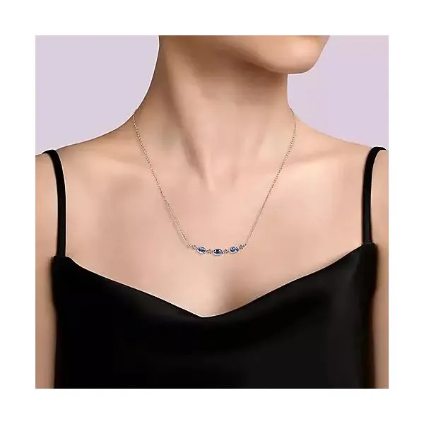 Sterling Silver Swiss Blue Topaz Bujukan Bar Necklace Image 2 Moore Jewelers Laredo, TX
