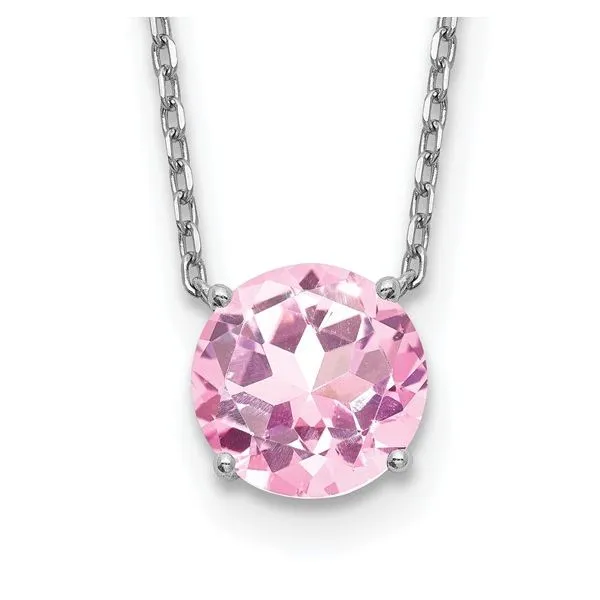 Sterling Silver Necklace With Light Pink Crystal Moore Jewelers Laredo, TX