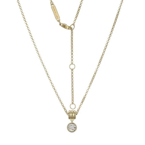 Sterling Silver Gold Plated Lab-Created Diamond Drop Necklace Moore Jewelers Laredo, TX