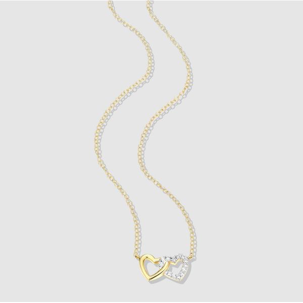 Sterling Silver Double Heart Necklace Image 2 Moore Jewelers Laredo, TX
