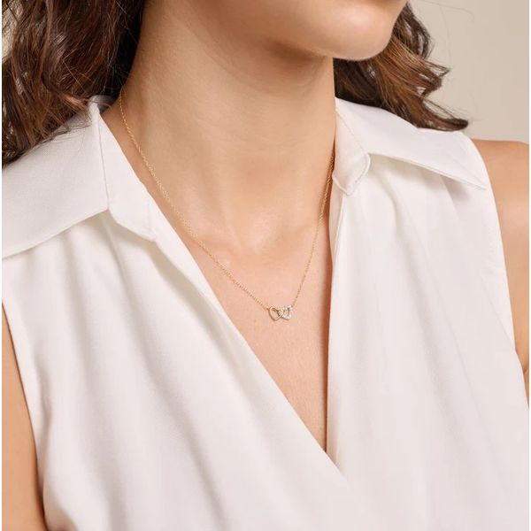 Sterling Silver Double Heart Necklace Image 3 Moore Jewelers Laredo, TX