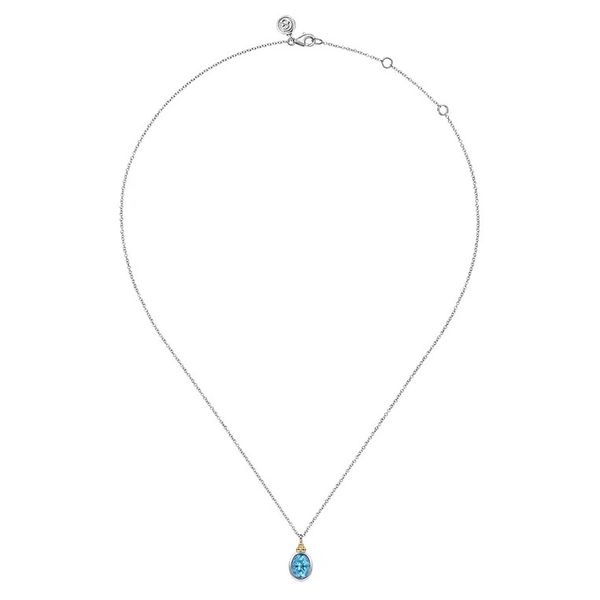 Sterling Silver & 14K Gold Bujukan Oval Blue Topaz Accent Necklace Image 2 Moore Jewelers Laredo, TX