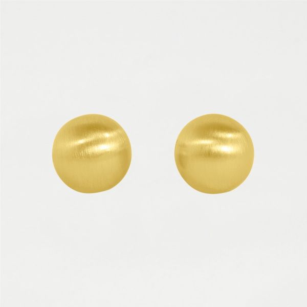 Lady's Yellow 22 Karat Plated Satin Button Earrings Moore Jewelers Laredo, TX