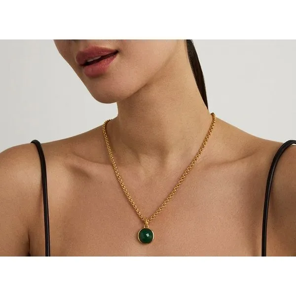 Plated Statement Green Onyx Pendant Image 2 Moore Jewelers Laredo, TX