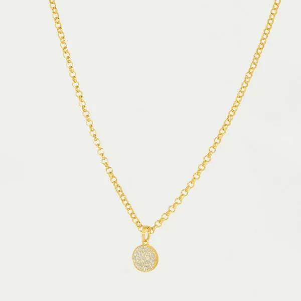 Plated Satin Pave Disc Pendant Moore Jewelers Laredo, TX