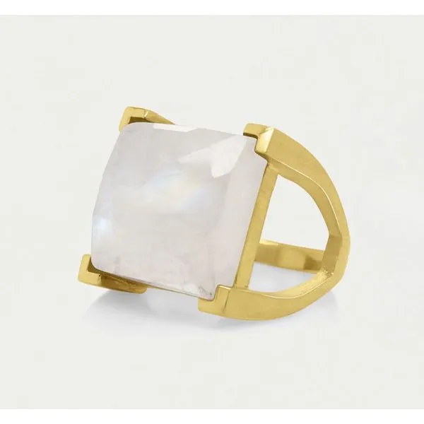 Plated Satin Fashion Ring with Rainbow Moonstone Moore Jewelers Laredo, TX