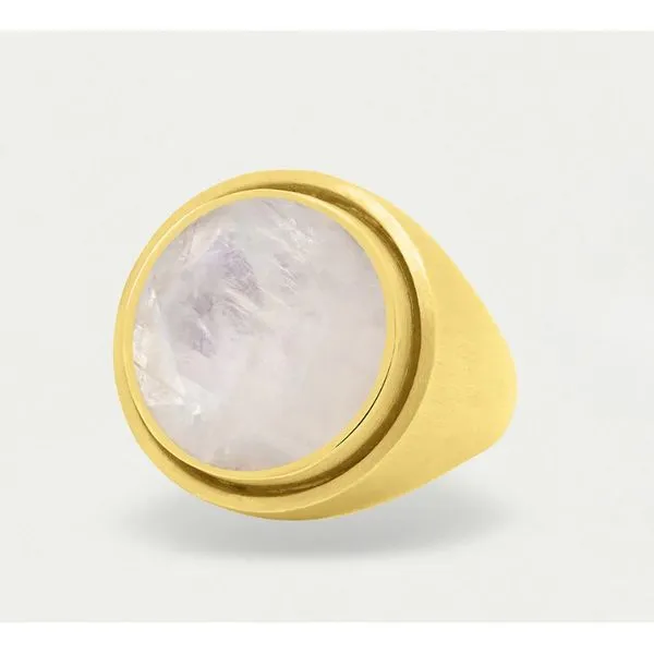 Plated Satin Ring with Rainbow Moonstone Moore Jewelers Laredo, TX